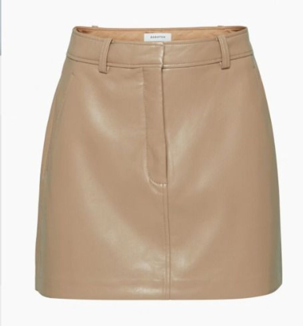 Aritzia CHISEL SKIRT - Camel Beige Vegan Leather Pencil Skirt Women's 2